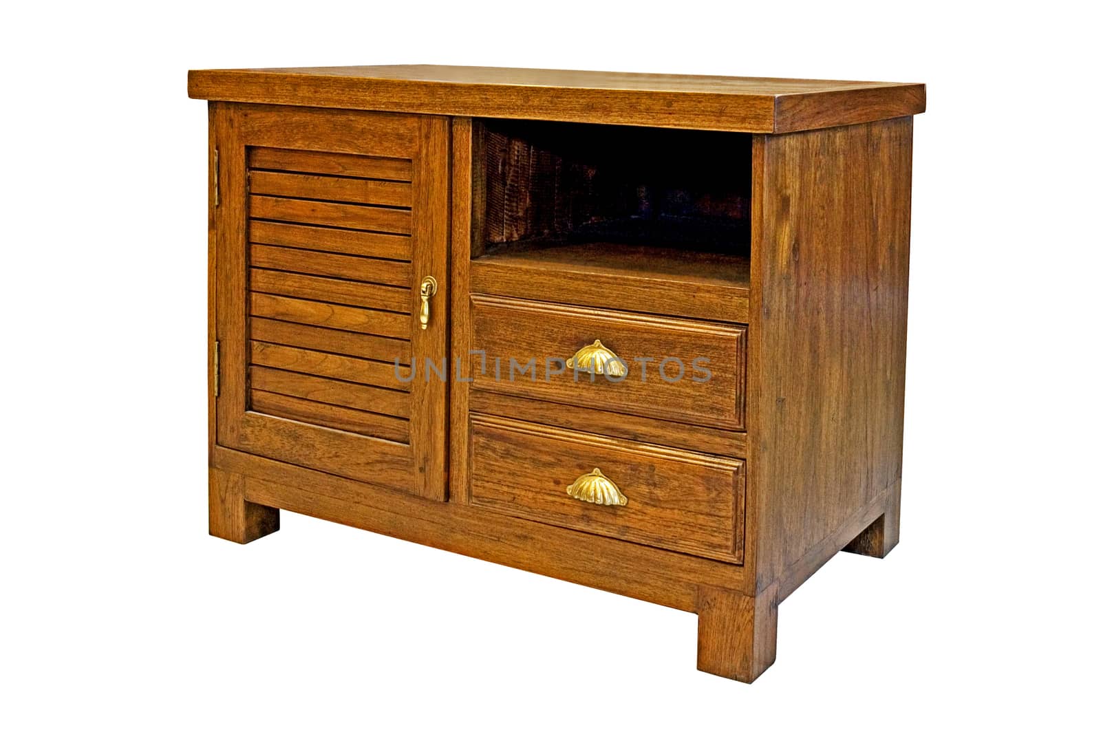 Wooden cabinet isolated  by NuwatPhoto