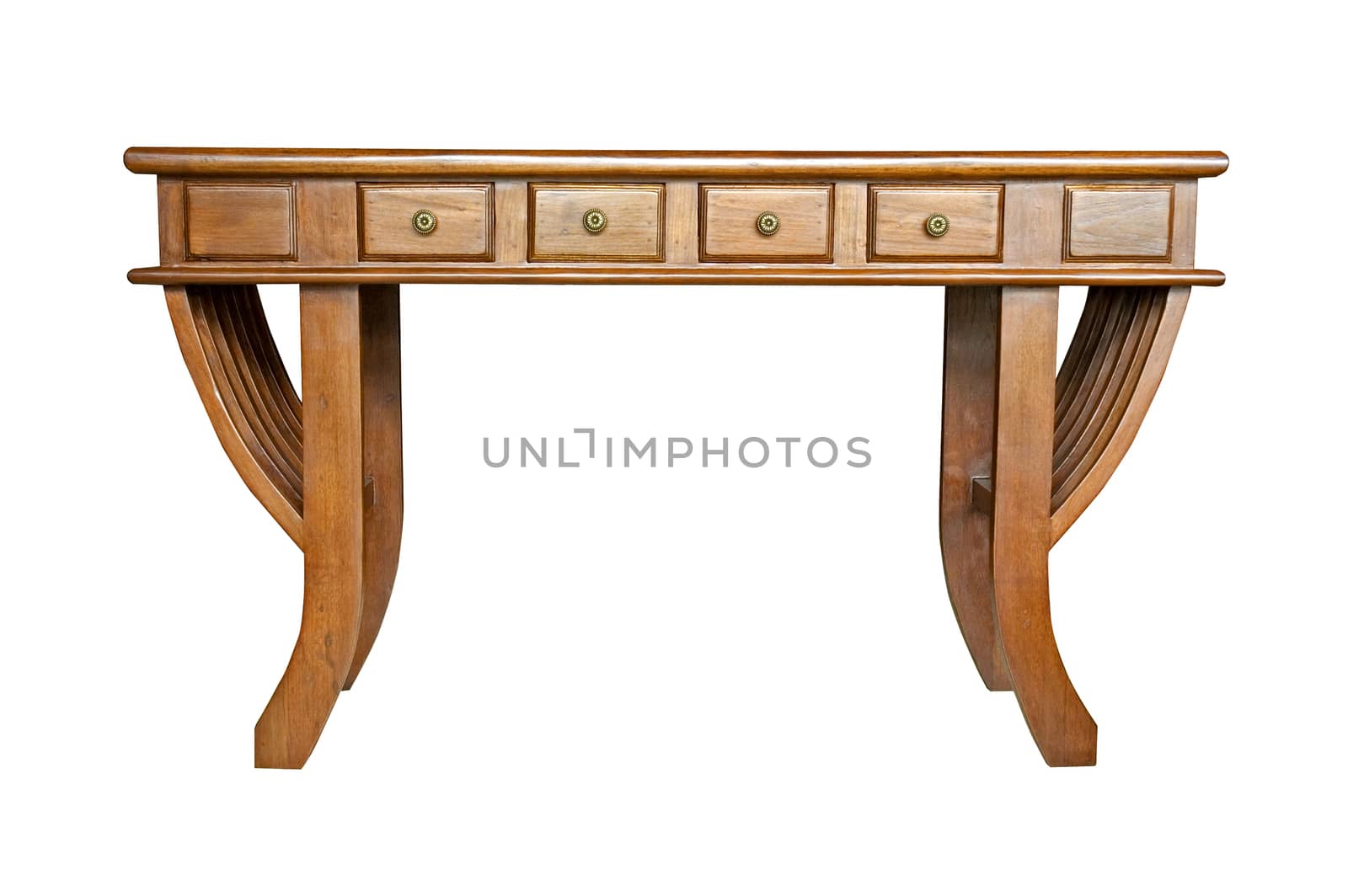 Antique wooden table isolated  by NuwatPhoto