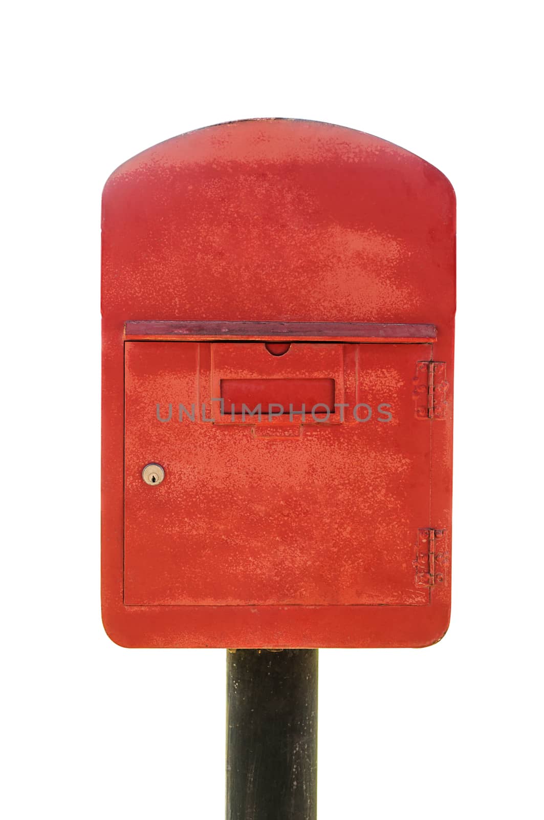 A red post box isolated on white