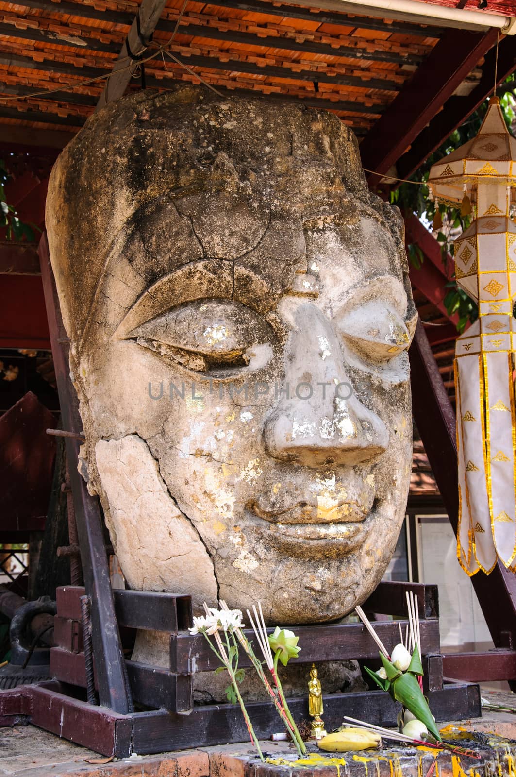 Buddha head at Wat Jet Lin Chiang Mai Thailand