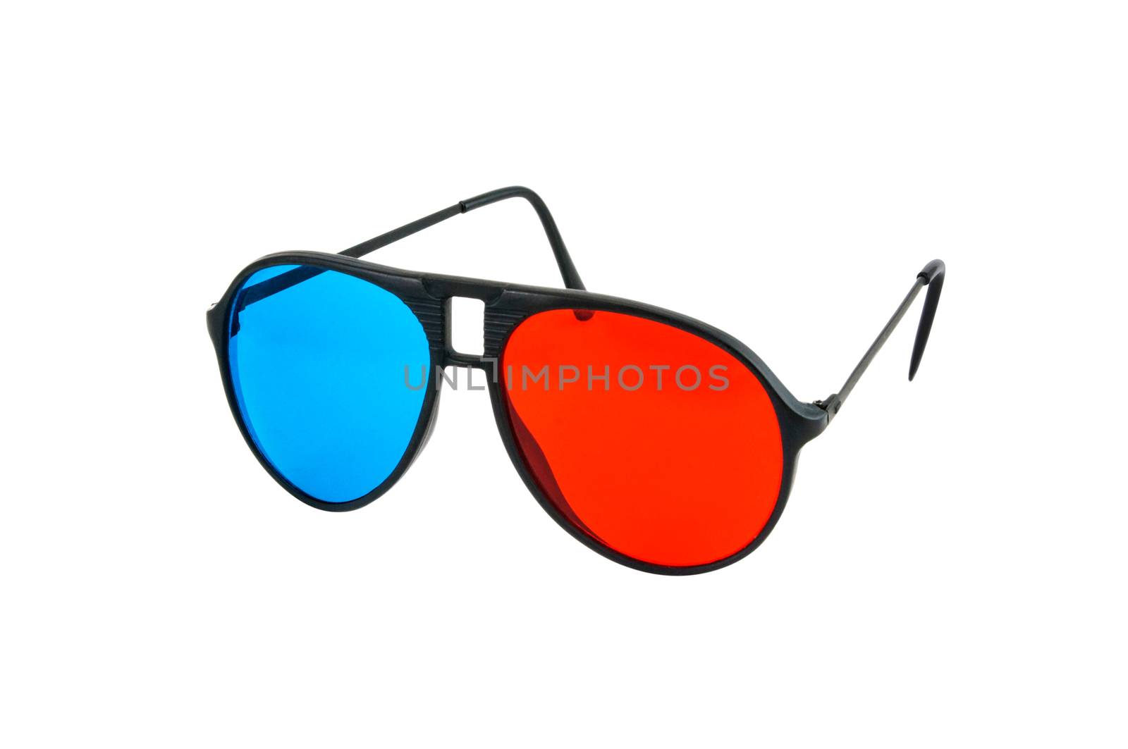 Red and Blue 3D glasses isolated by NuwatPhoto