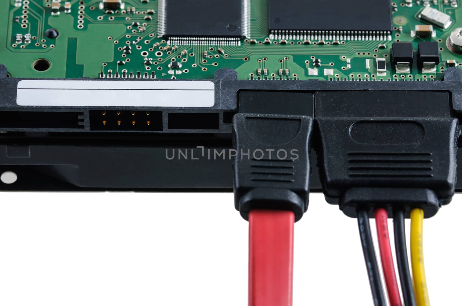  Red serial ATA cable and power cable connector to  hard drive