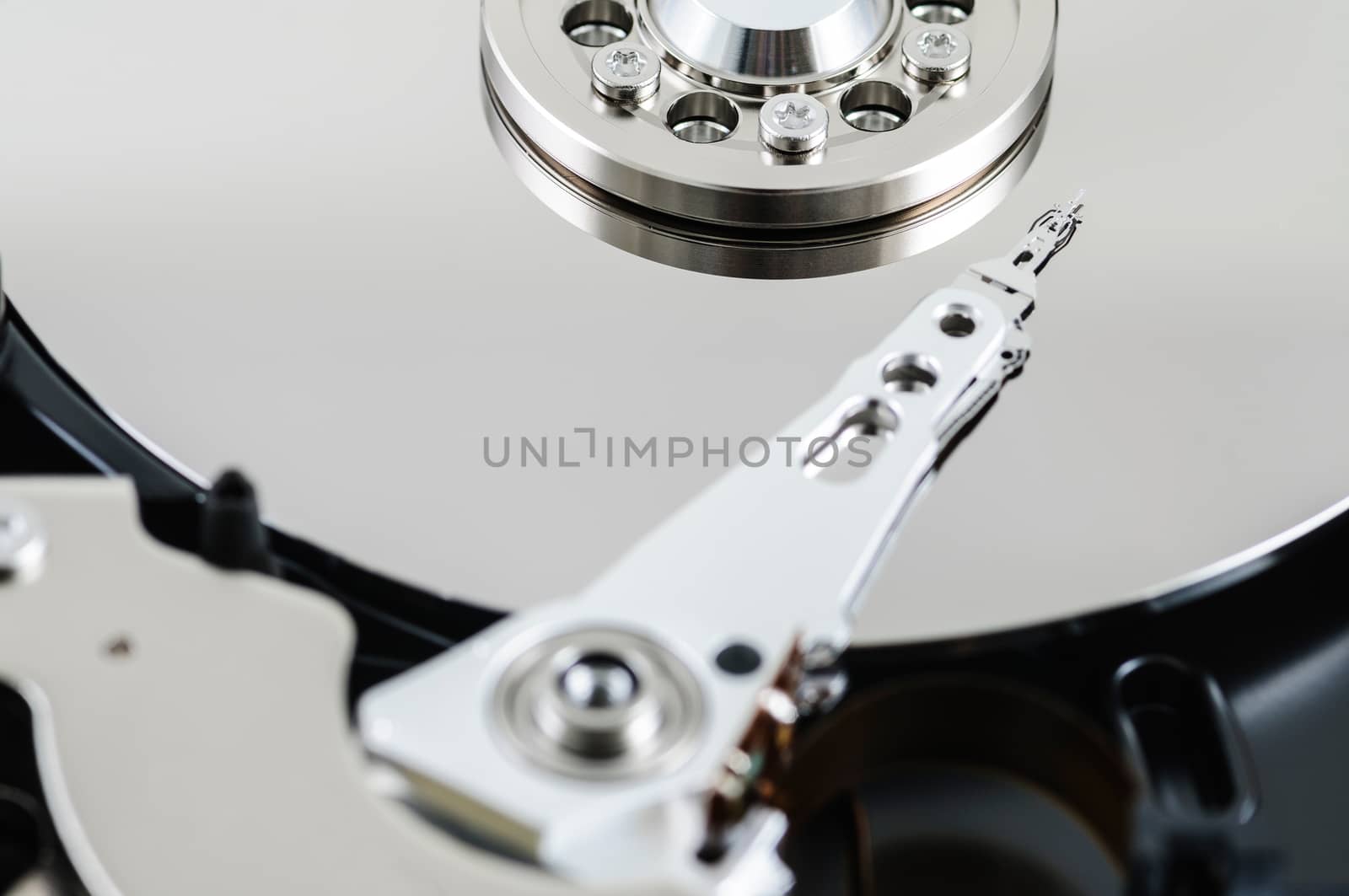 Close up hard drive by NuwatPhoto