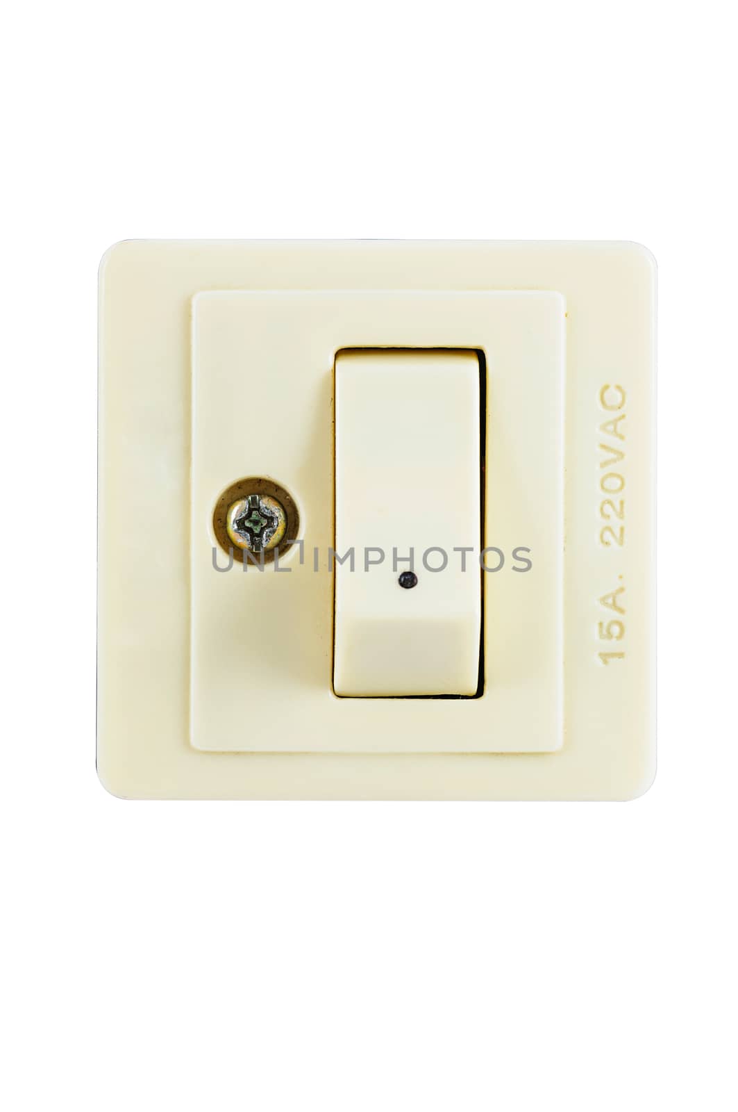 Retro power switch isolated on white background with clipping path