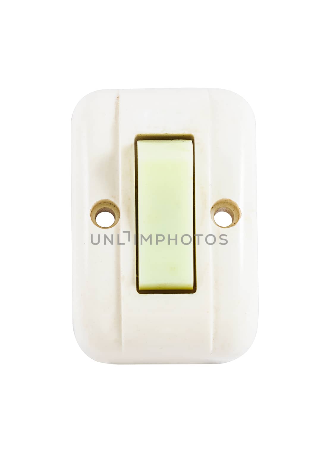 Retro power switch isolated on white background with clipping path