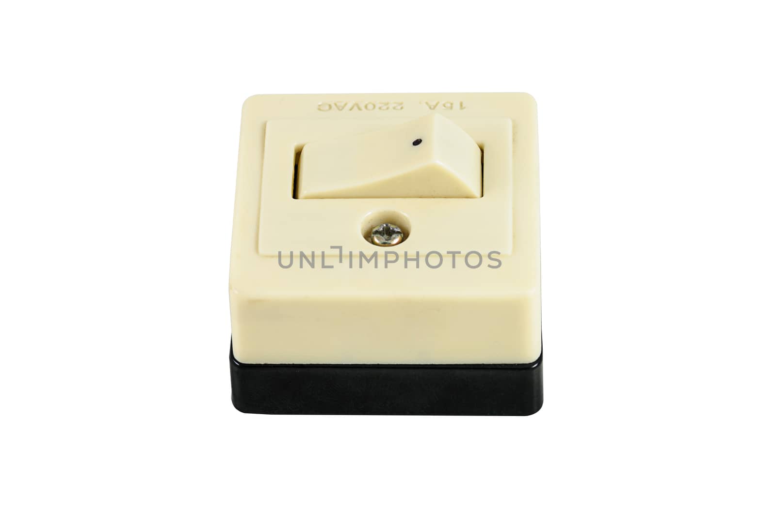 Retro power switch isolated on white background with clipping path