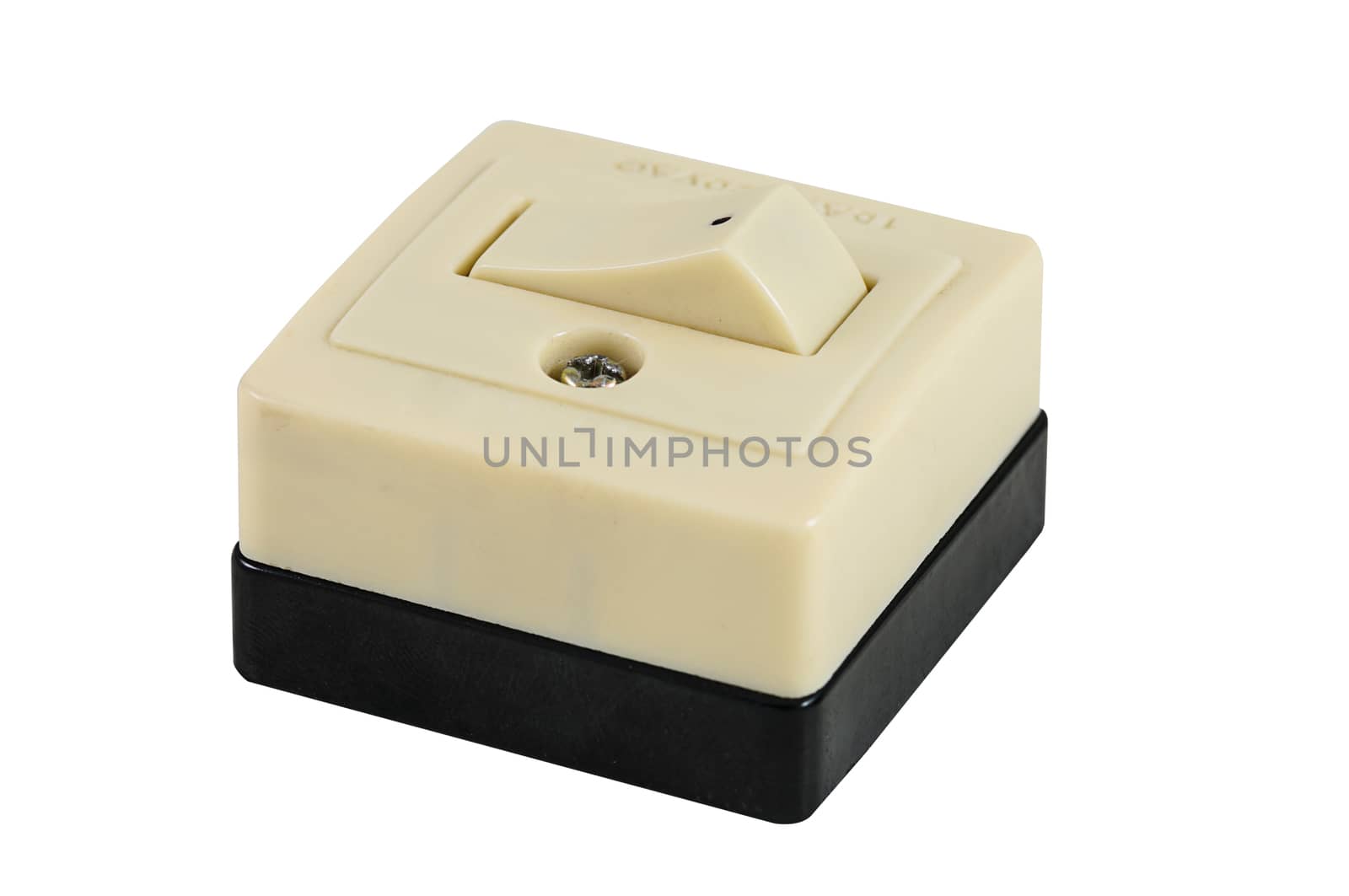 Retro power switch isolated on white background with clipping path