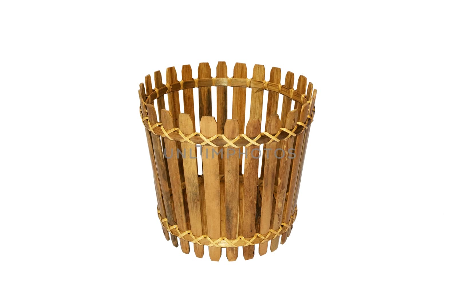 Bamboo basket isolated by NuwatPhoto