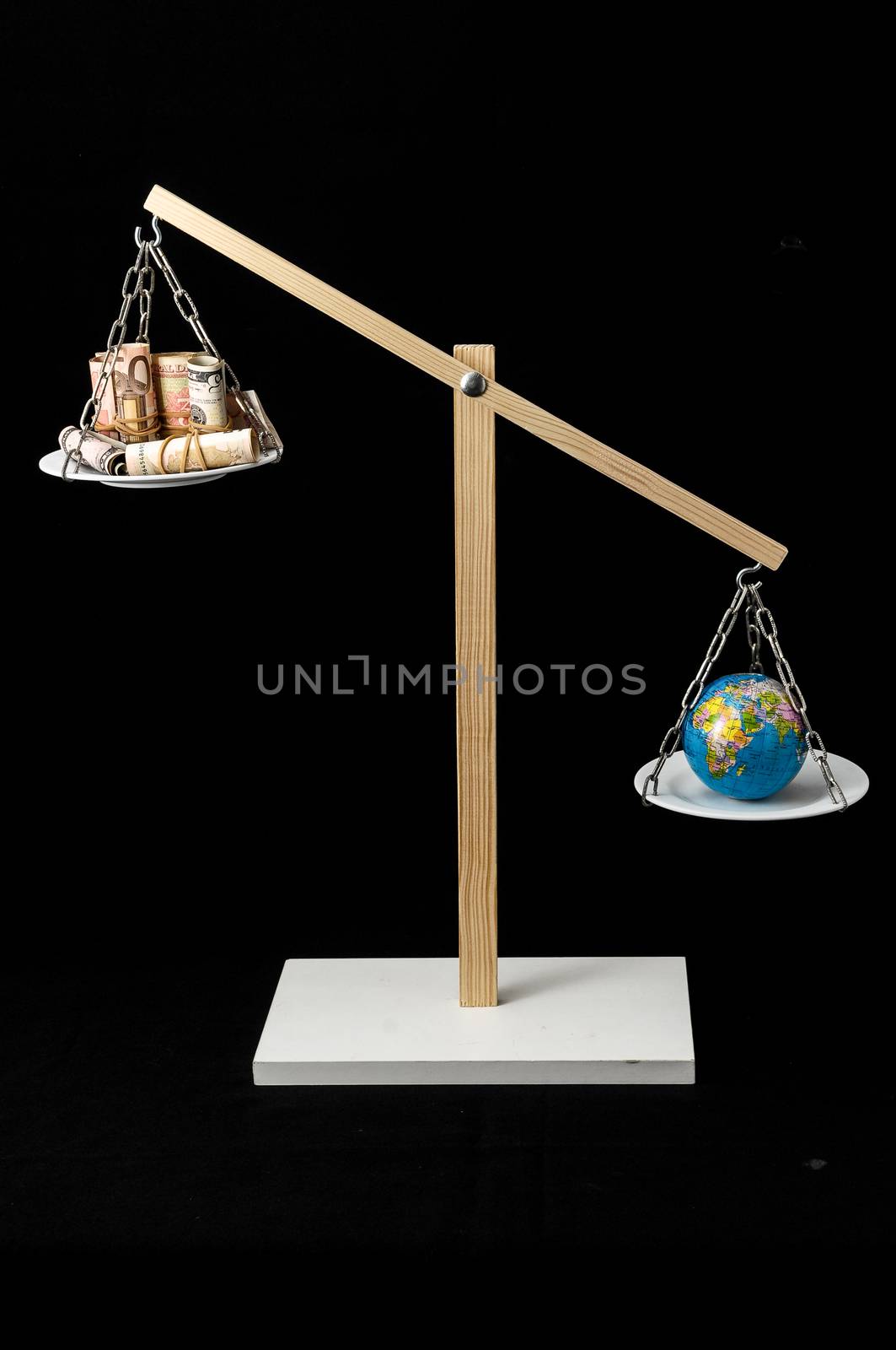 Earth and Money on a Two Pan Balance by underworld