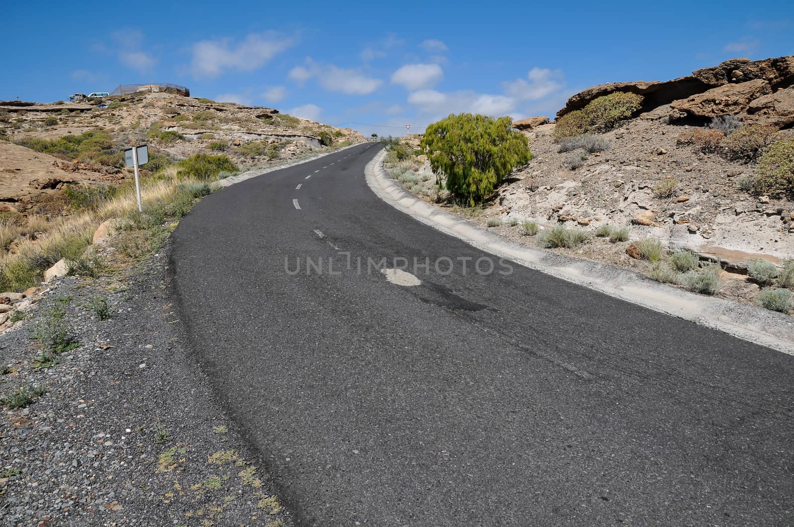 Lonely Road in the Desert Tenerife Canary Islands