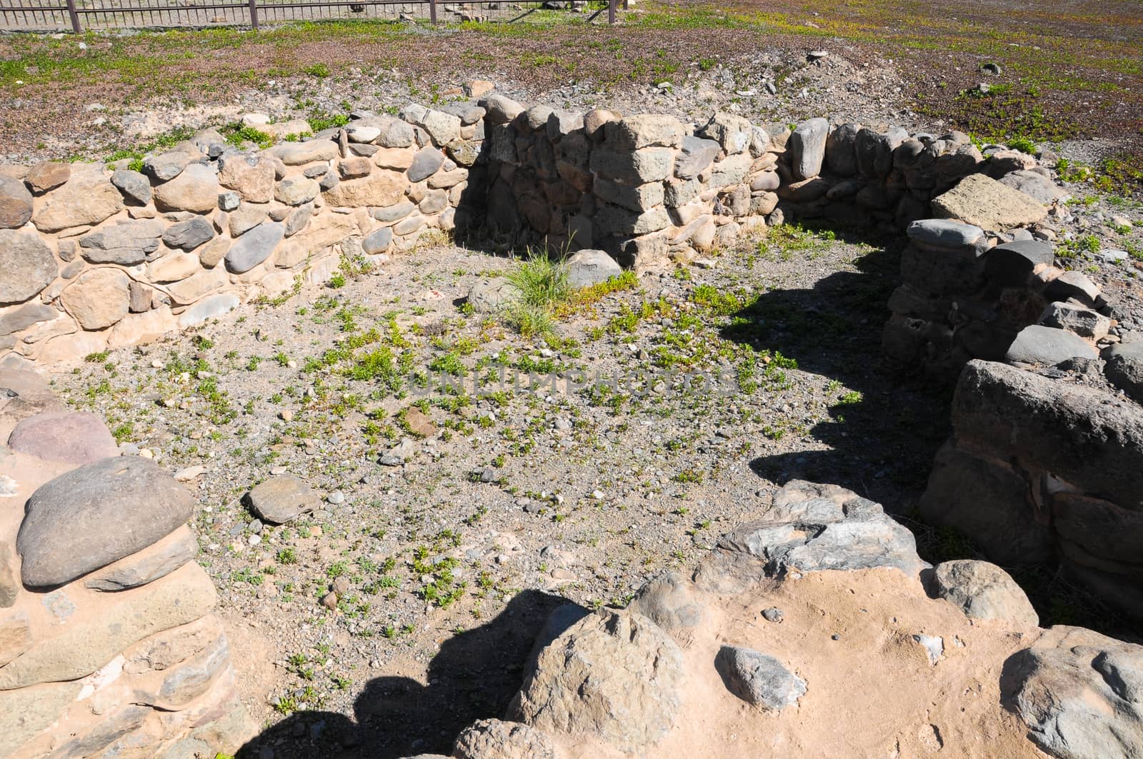Archeology Site with Round Stones in Canary Islands