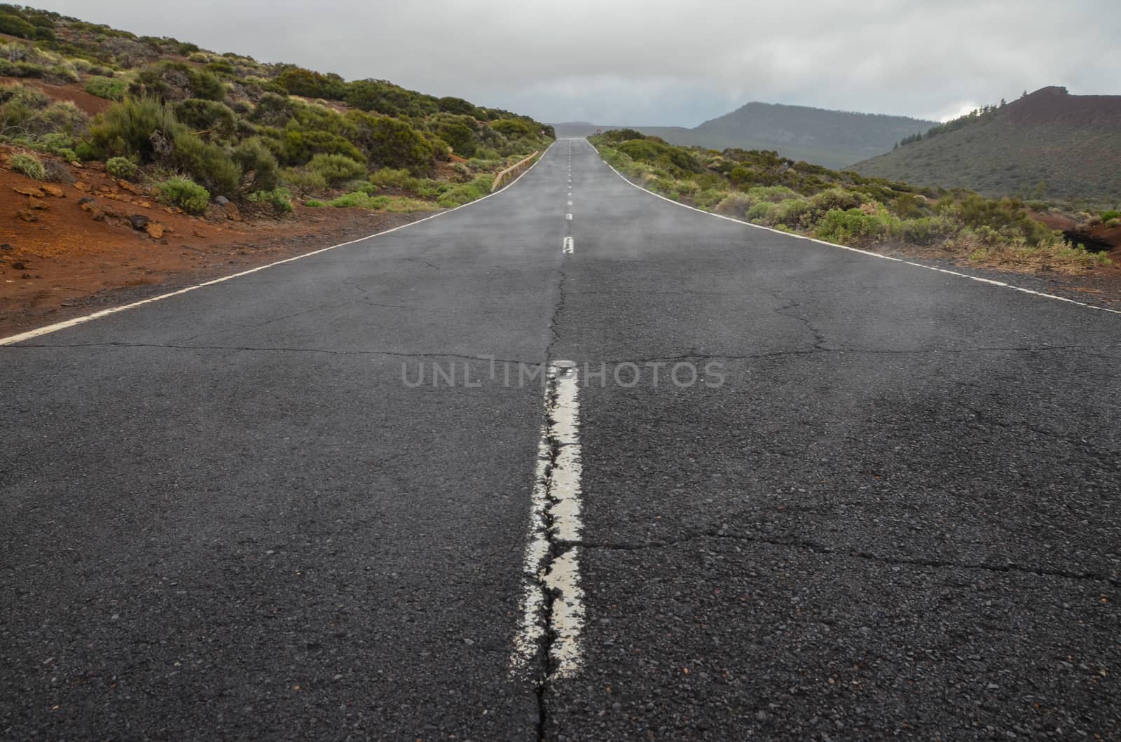 Road on Cloudy Day in El Teide National Park by underworld