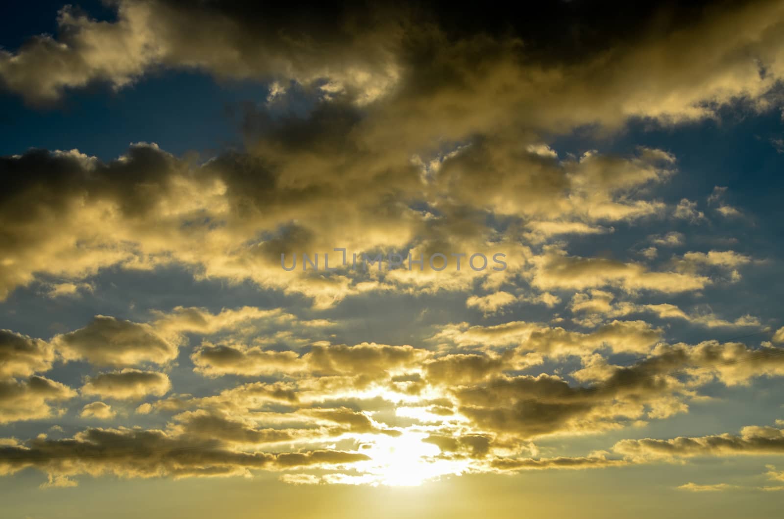 Cloudscape, Colored Clouds at Sunset in Tenerife Canary Islands Spain