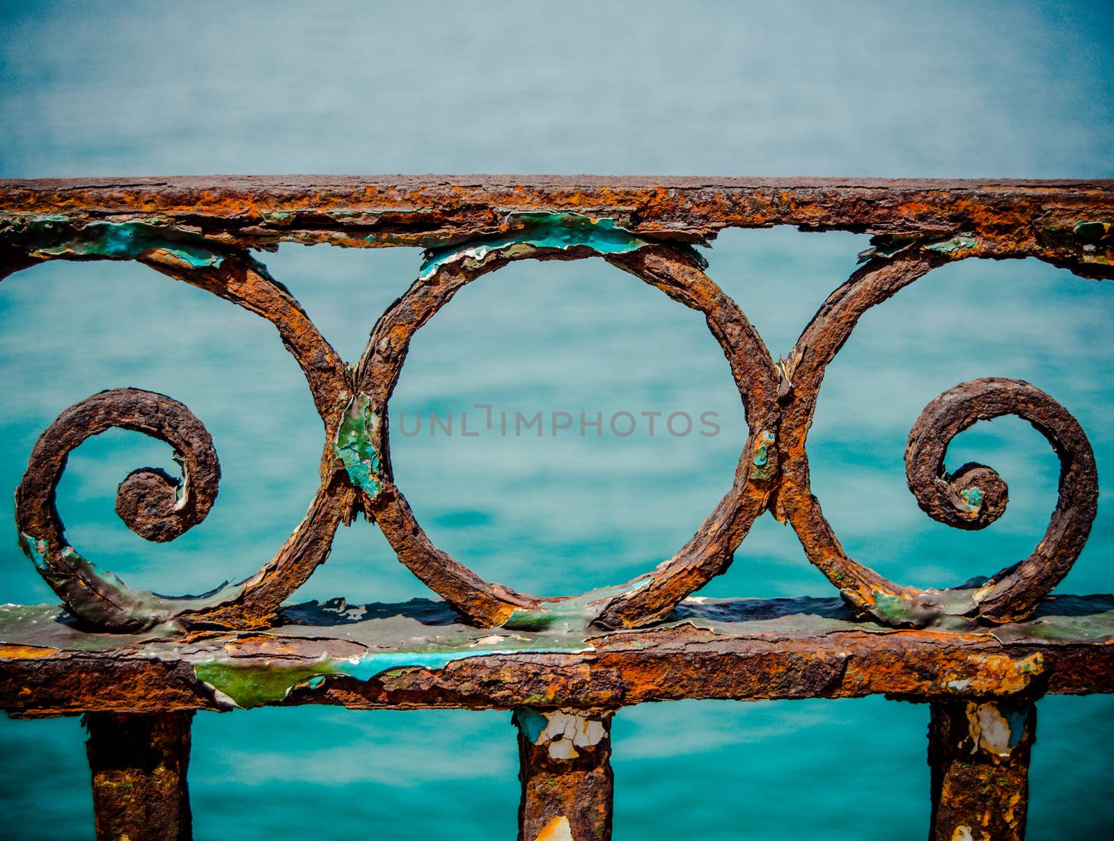 VIntage Rusty Railings By The Sea In The Port Of Marseille, France
