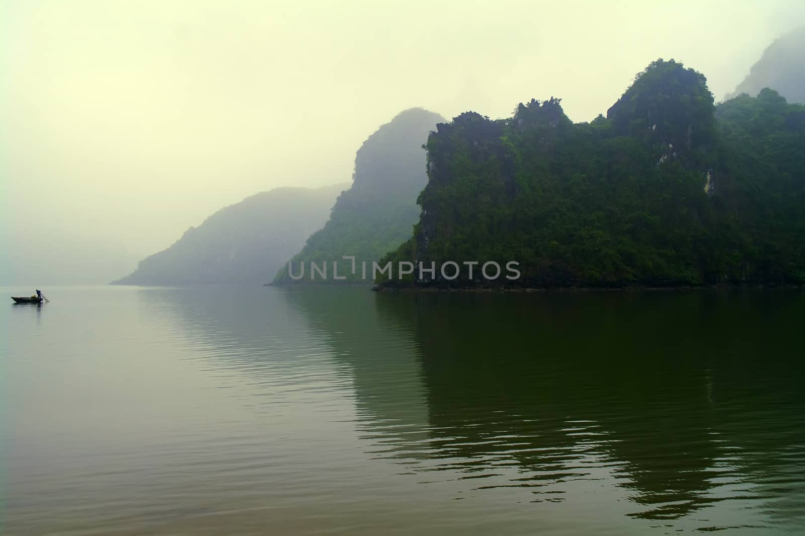 Morning and Rocks.  Ha Long Bay, Vietnam.