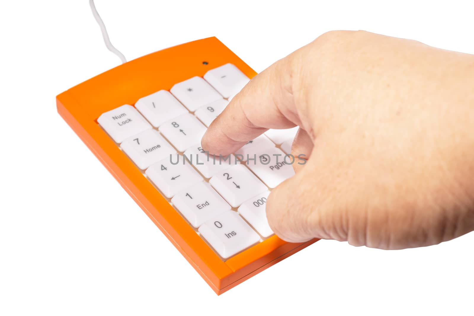 hand push number on keypad isolate