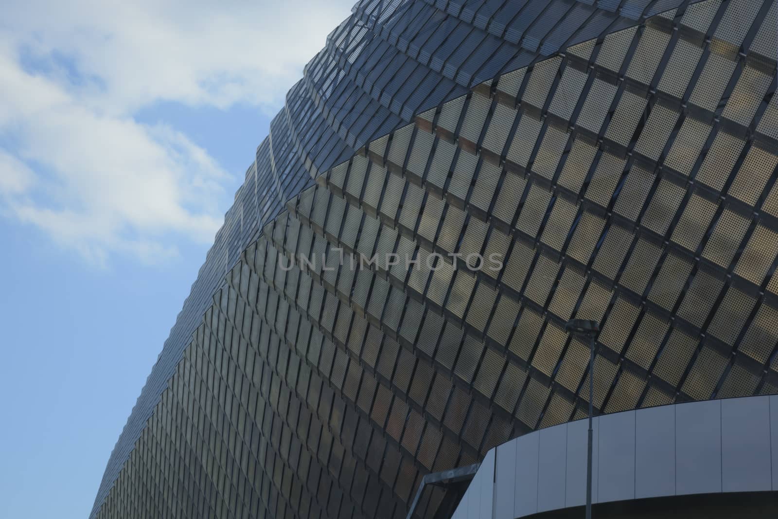 TELE 2 ARENA, STOCKHOLM, SWEDEN ON APRIL 29, 2014: Exterior detail of Tele 2 Arena just south of central Stockholm, finished in 2013 for sports games, events and concerts on April 29 in Stockholm, Sweden.