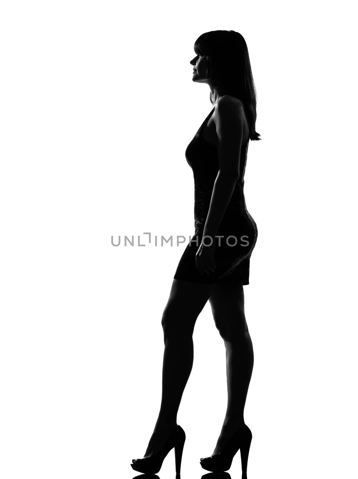 stylish silhouette woman standing profile full length by PIXSTILL