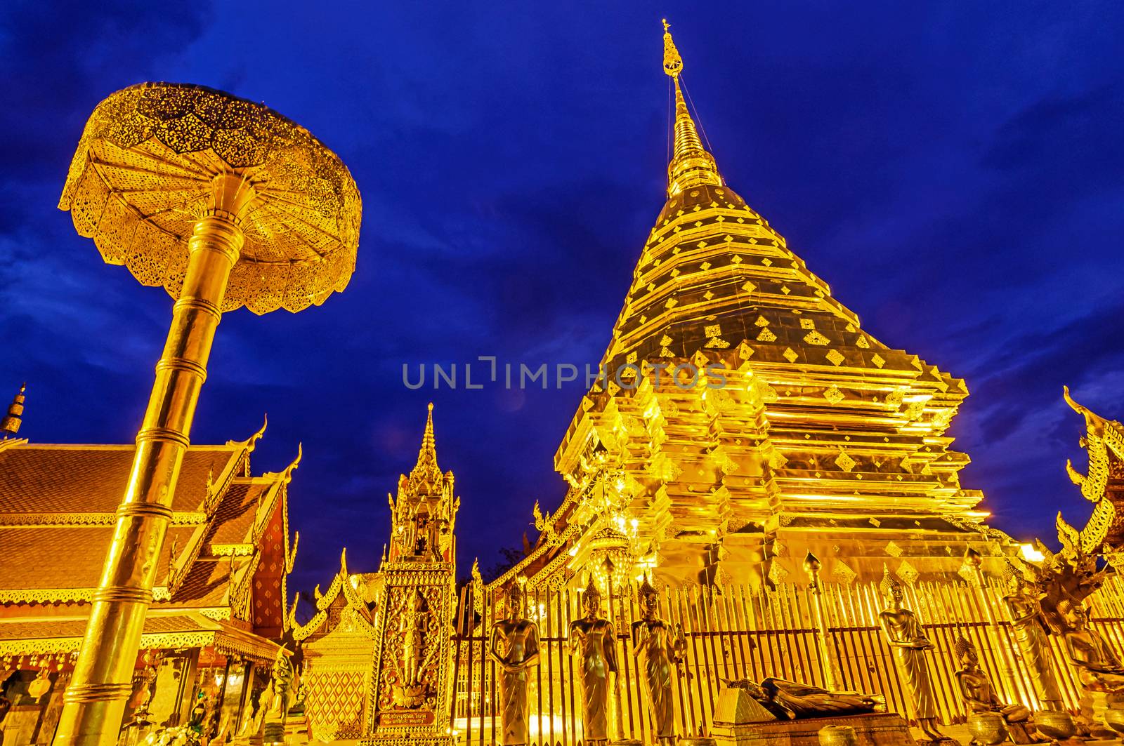 Pagoda at Wat Phra That Doi Suthep, Chiang Mai, Thailand.