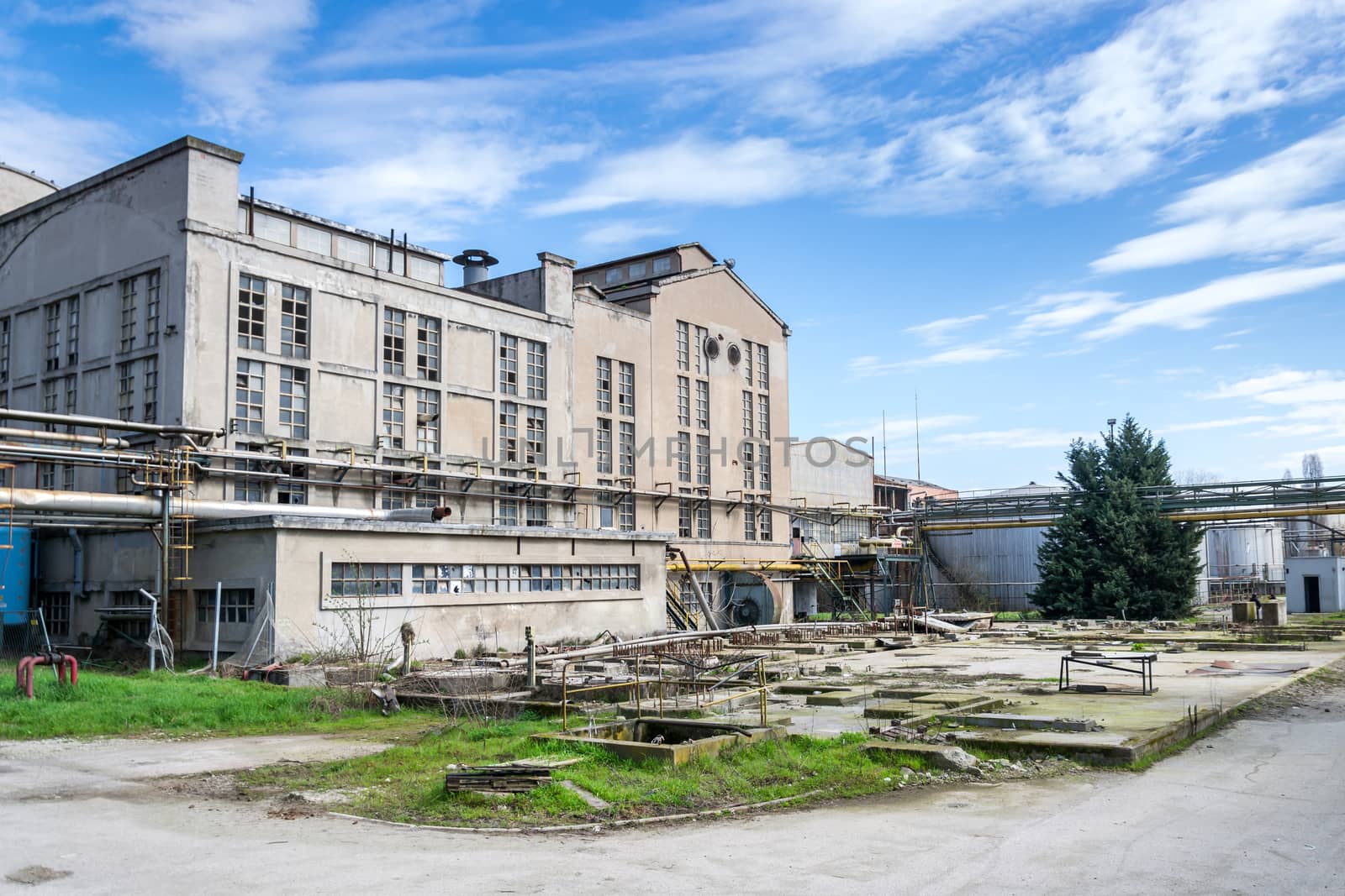 Buildings of an abandoned distillery in Italy