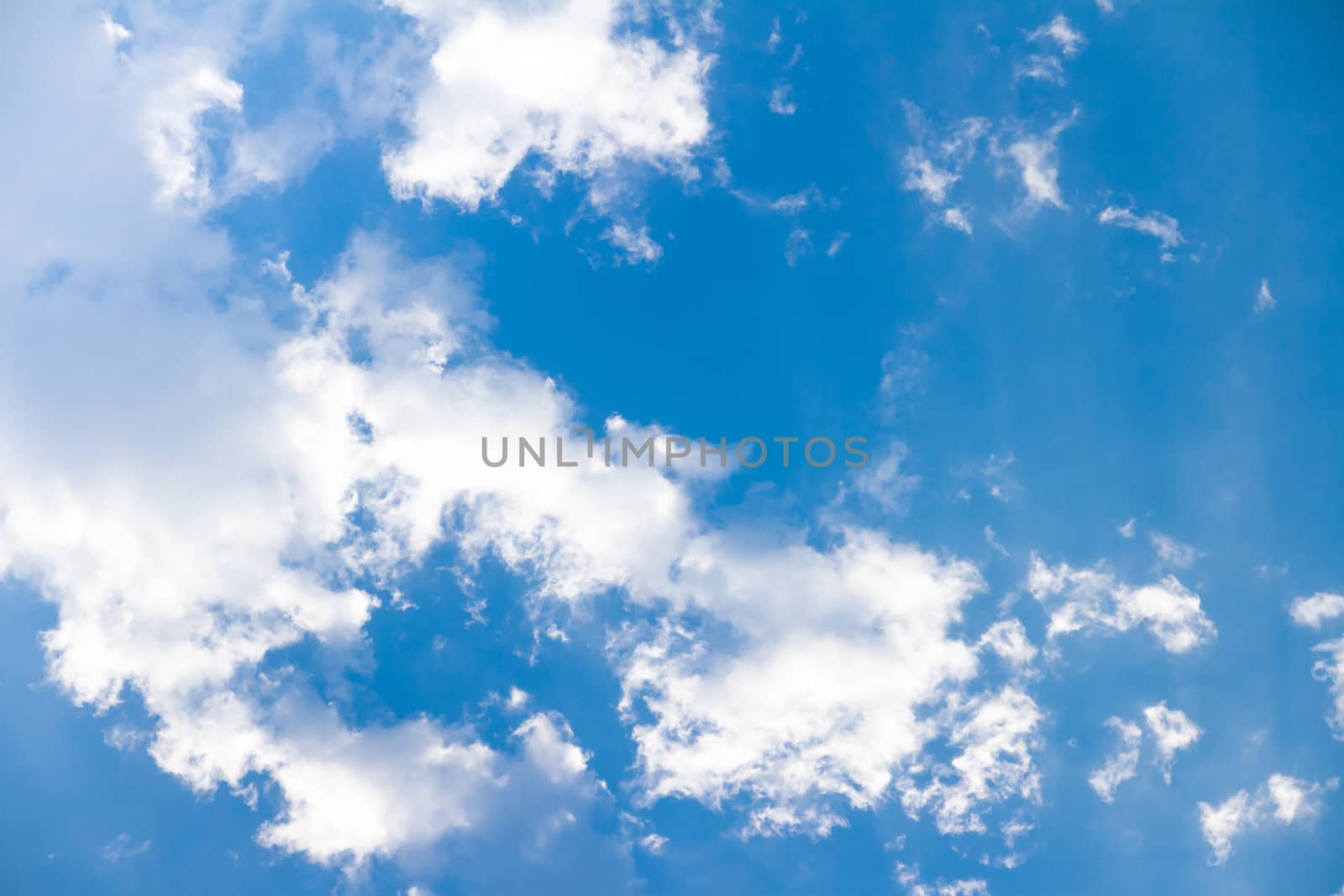 Blue sky with clouds and light ray