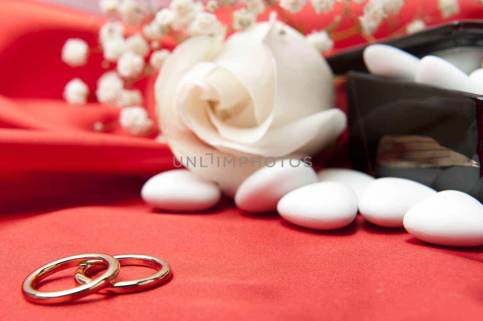  wedding rings and  favors on elegant  fabric  by carla720