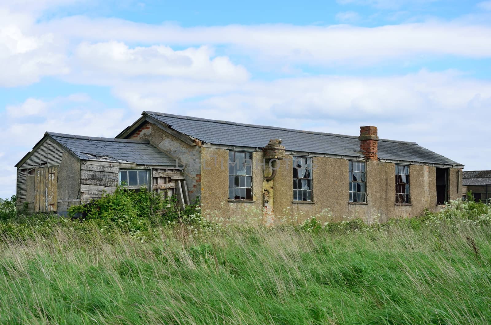 Derelict brick air field building