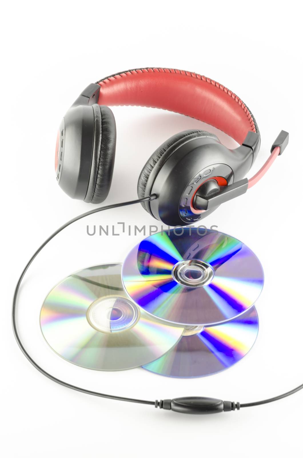 headphone and cd on a white background