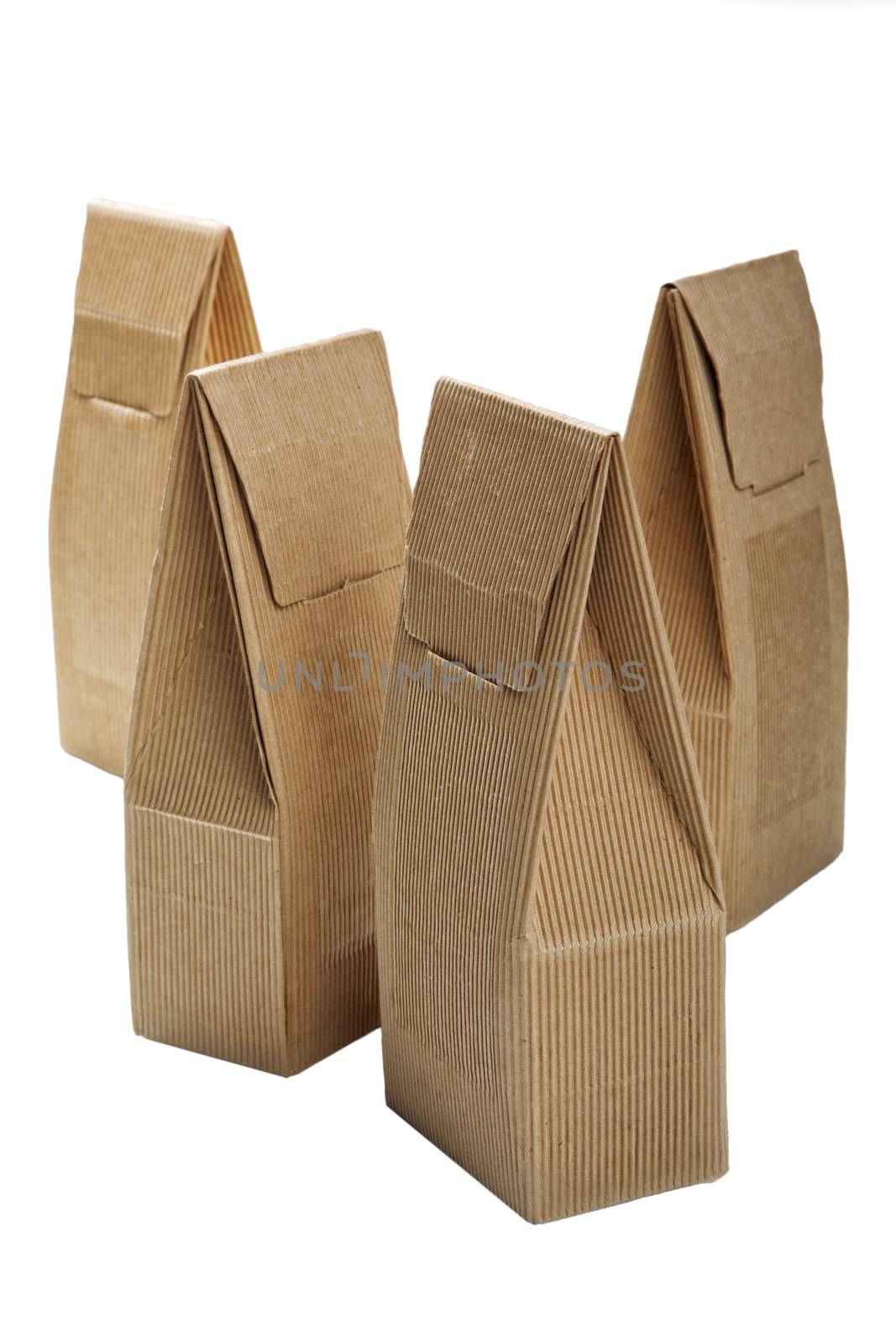 boxes from the goffered cardboard isolated on a white background