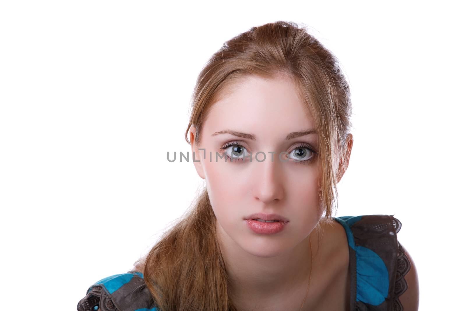 portrait of the girl isolated on a white background