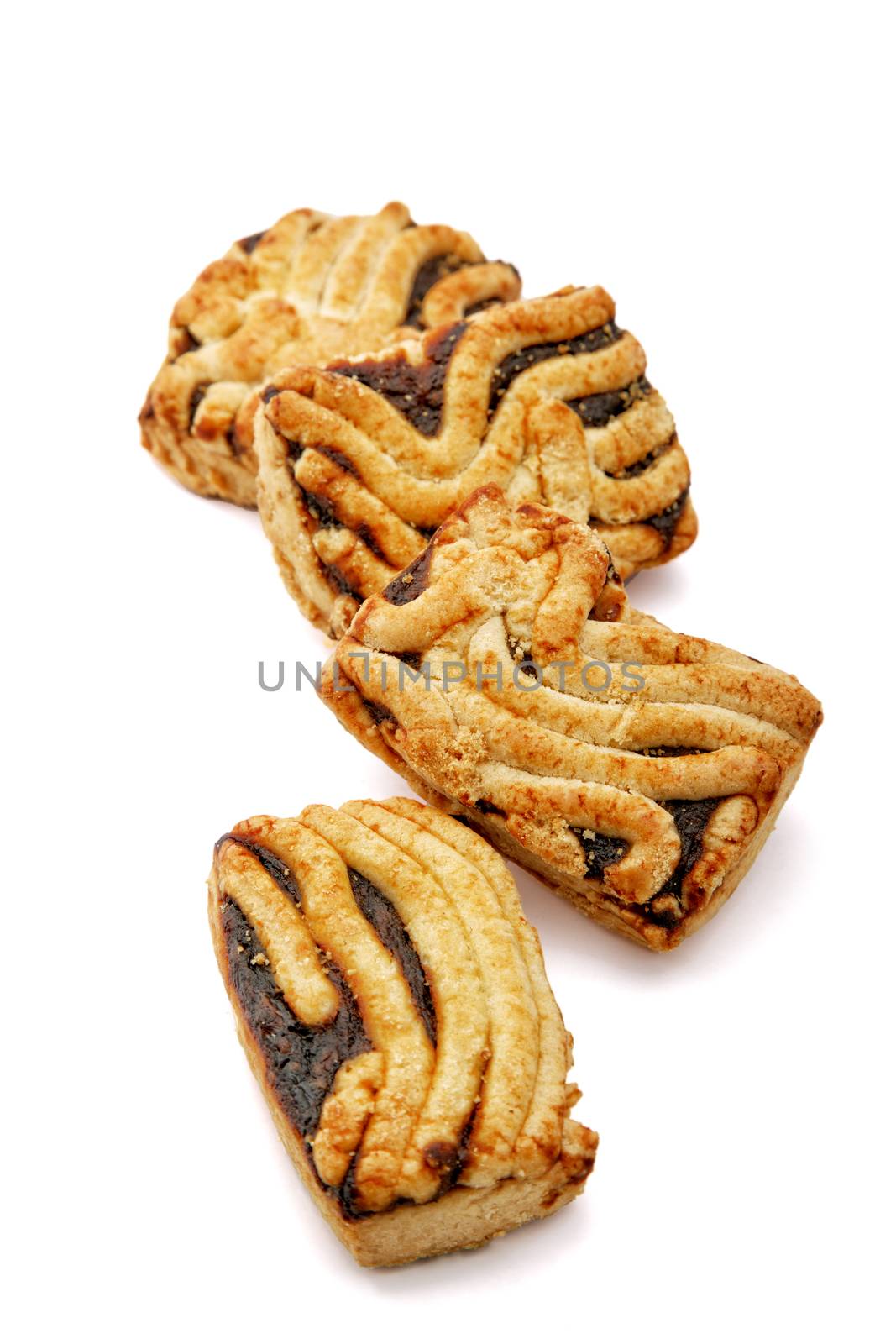 Cookies with jam isolated on a white background