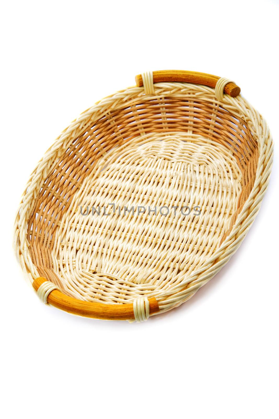 Wattled basket isolated on a white background