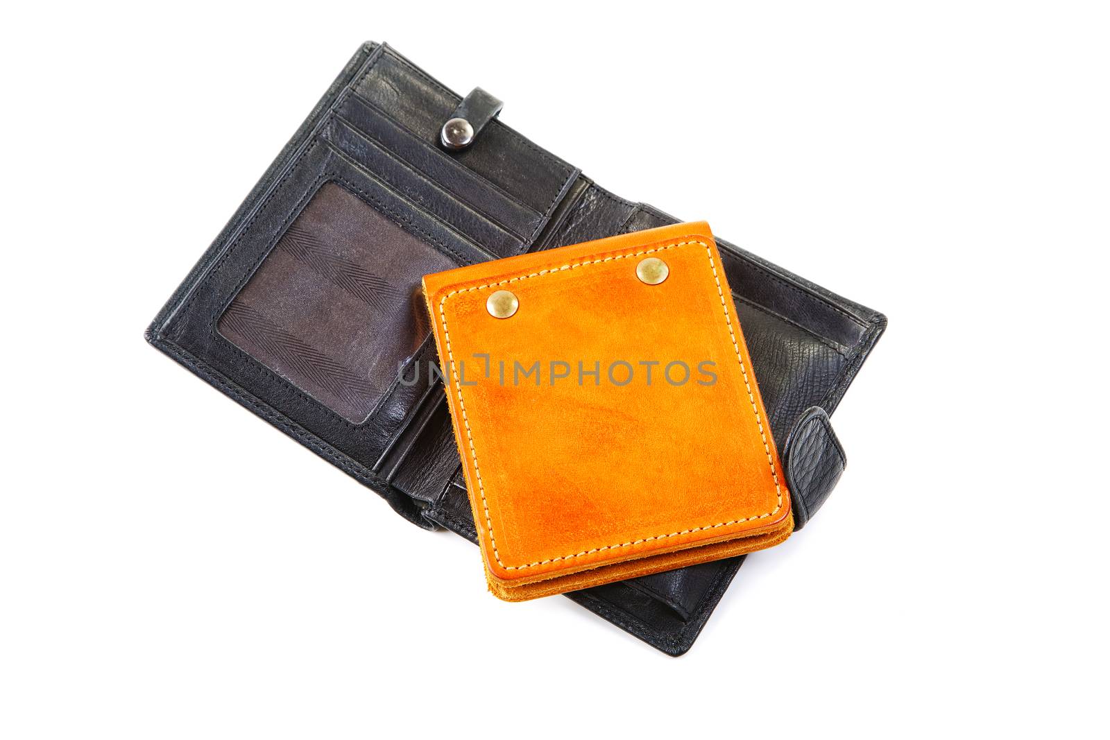 Leather purse and organizer isolated on a white background