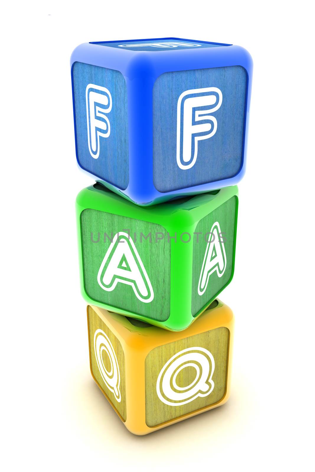 A Colourful 3d Rendered Illustration of FAQ Building Blocks
