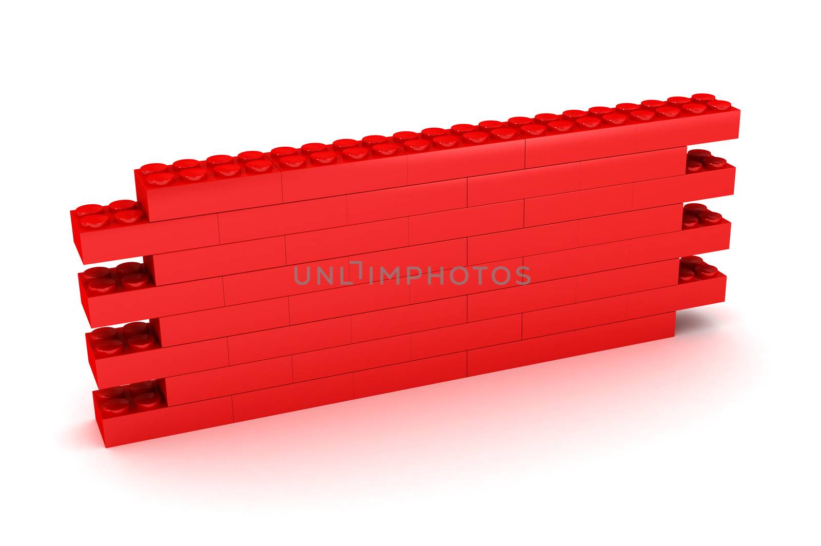 A Colourful 3d Rendered Illustration of a Red Building Block Wall