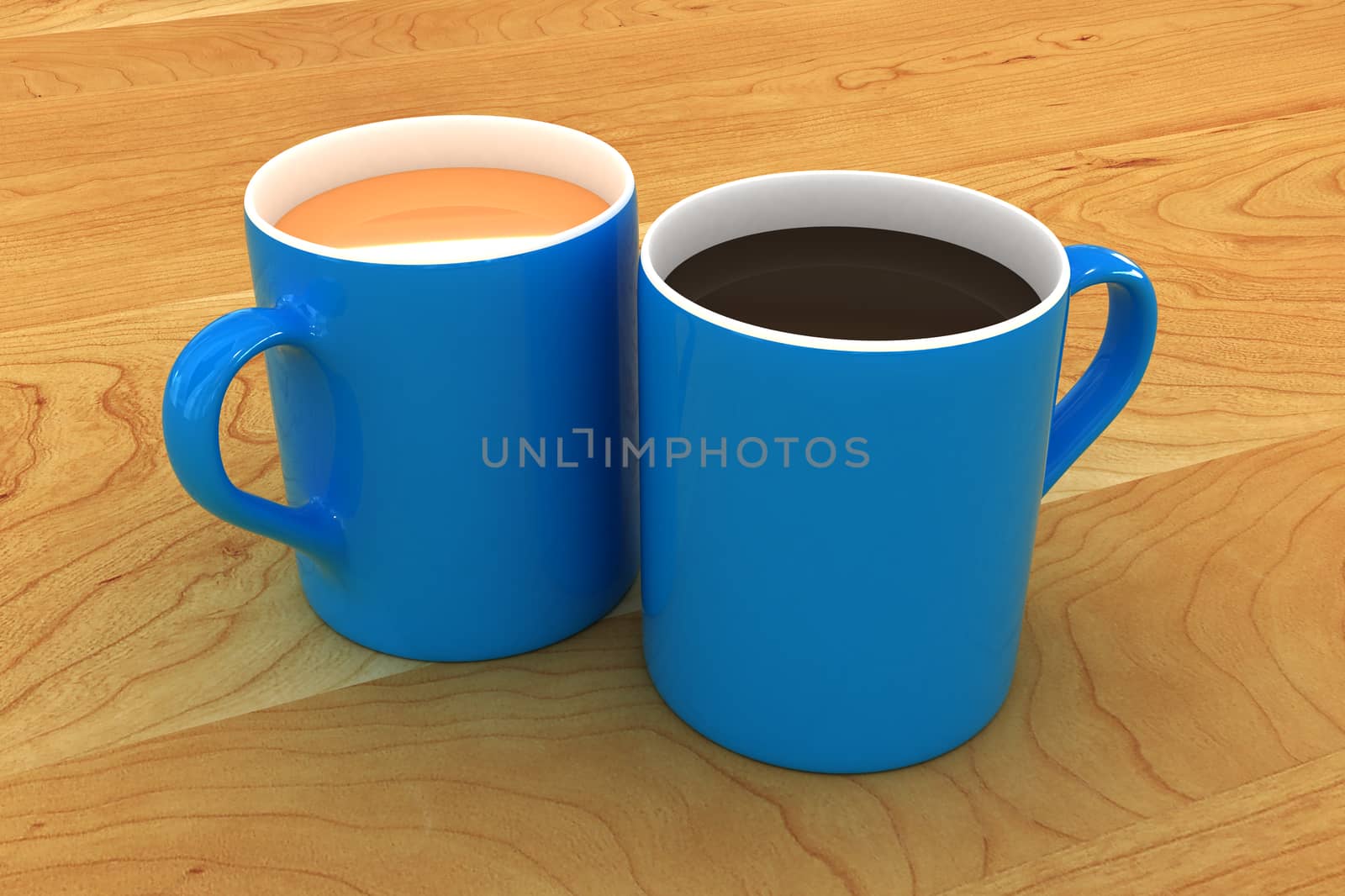 A Colourful 3d Rendered Tea and Coffee Mug Illustration