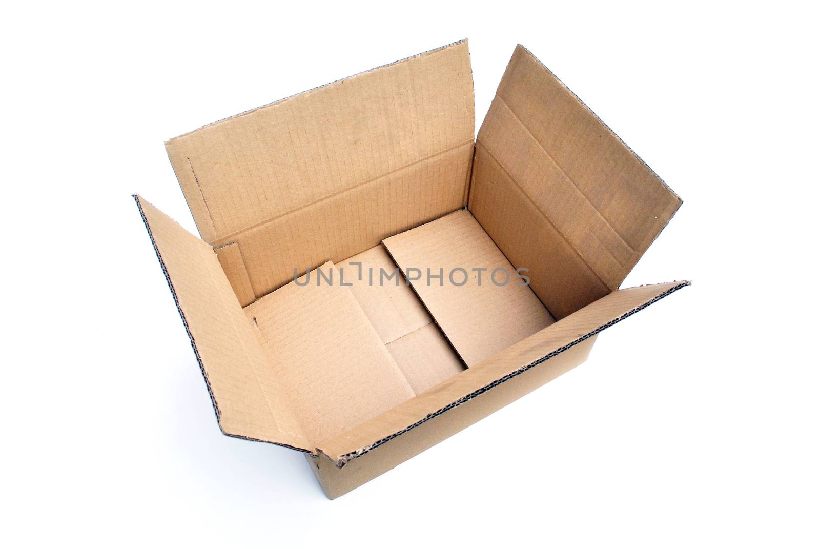 A Isolated Photo of an open Cardboard Box ready to be use for packaging