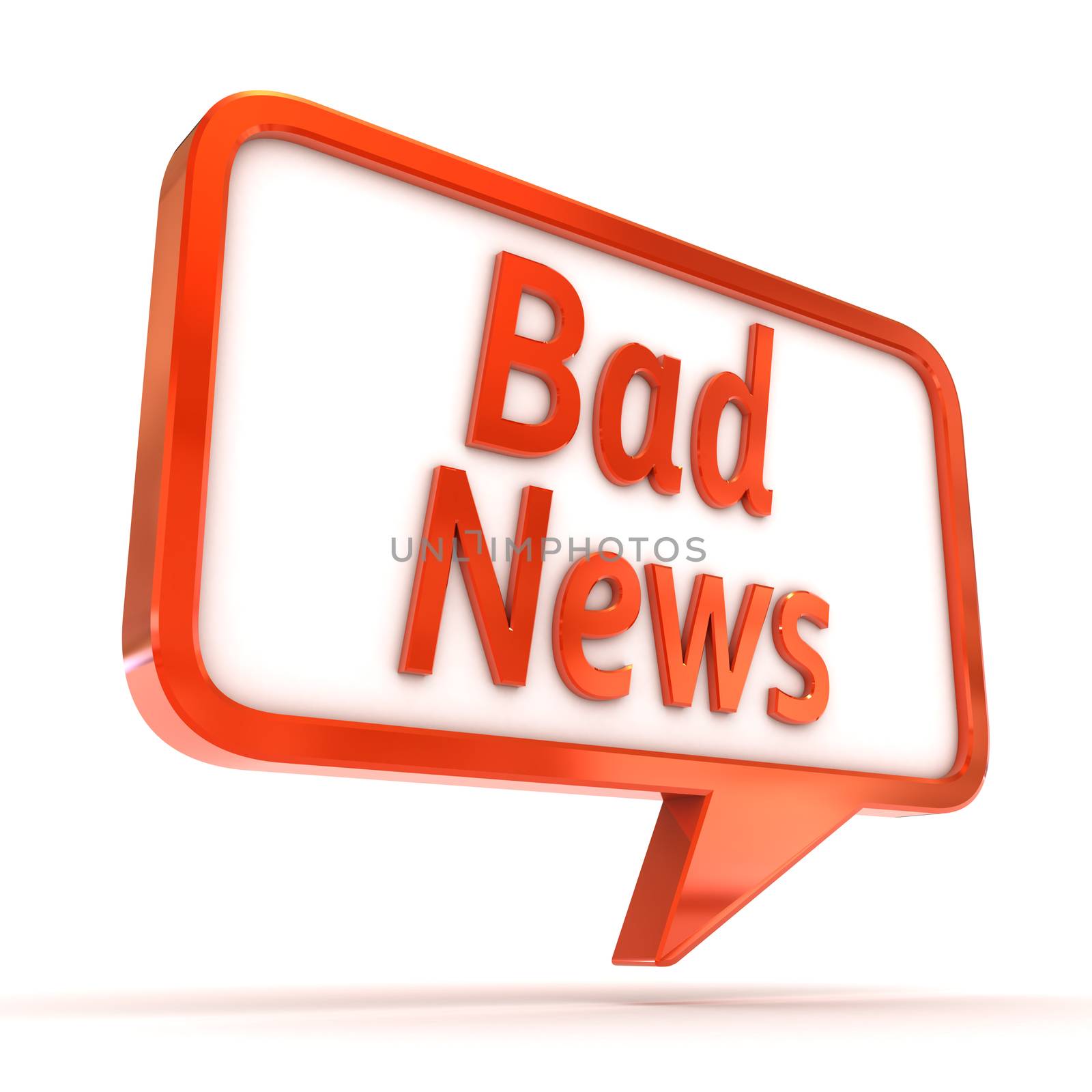 A Colourful 3d Rendered Concept Illustration showing "Bad News" writen in a Speech Bubble