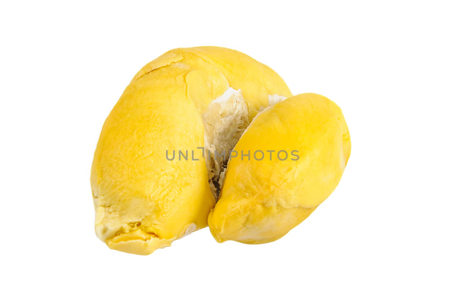 Durian, the king of fruits of South East Asia isolated on white background.