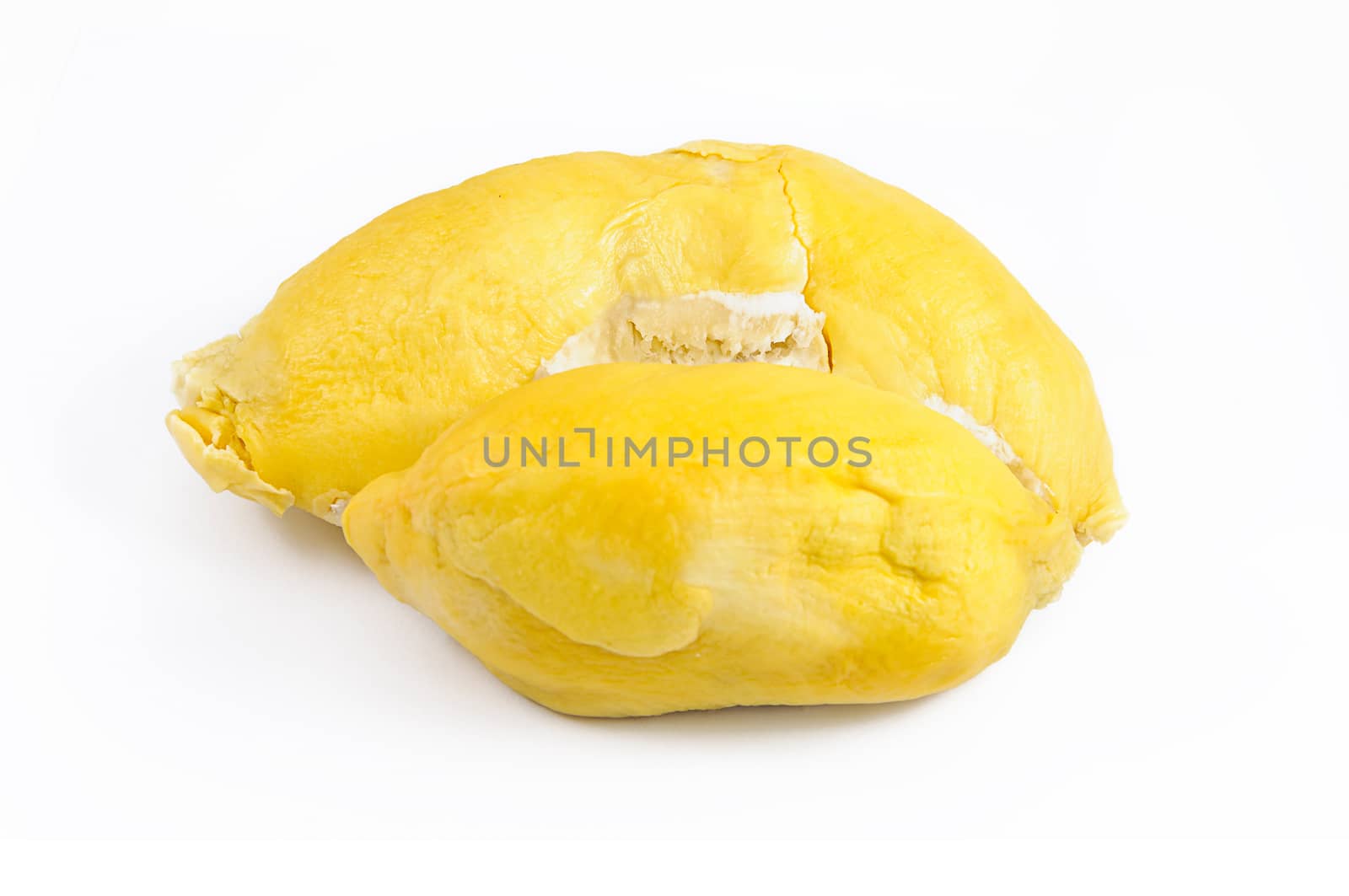 Durian, the king of fruits of South East Asia isolated on white background.