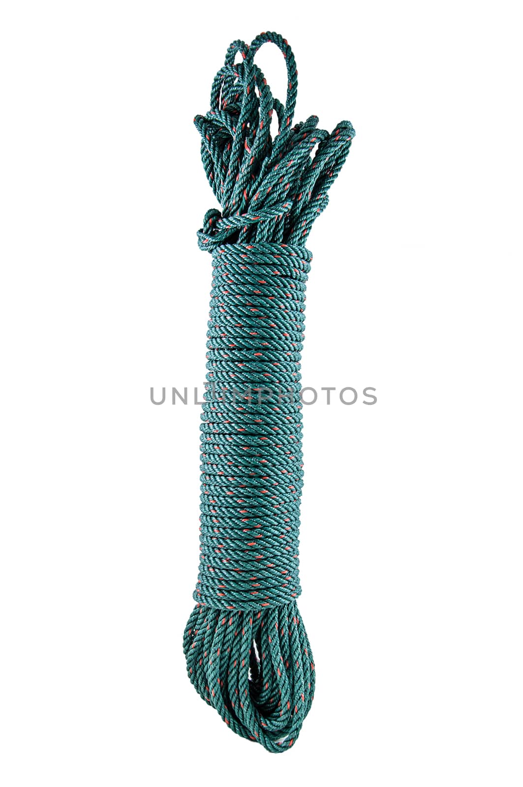 Green nylon rope by NuwatPhoto