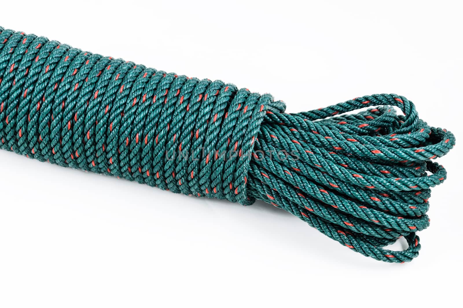 Green nylon rope by NuwatPhoto