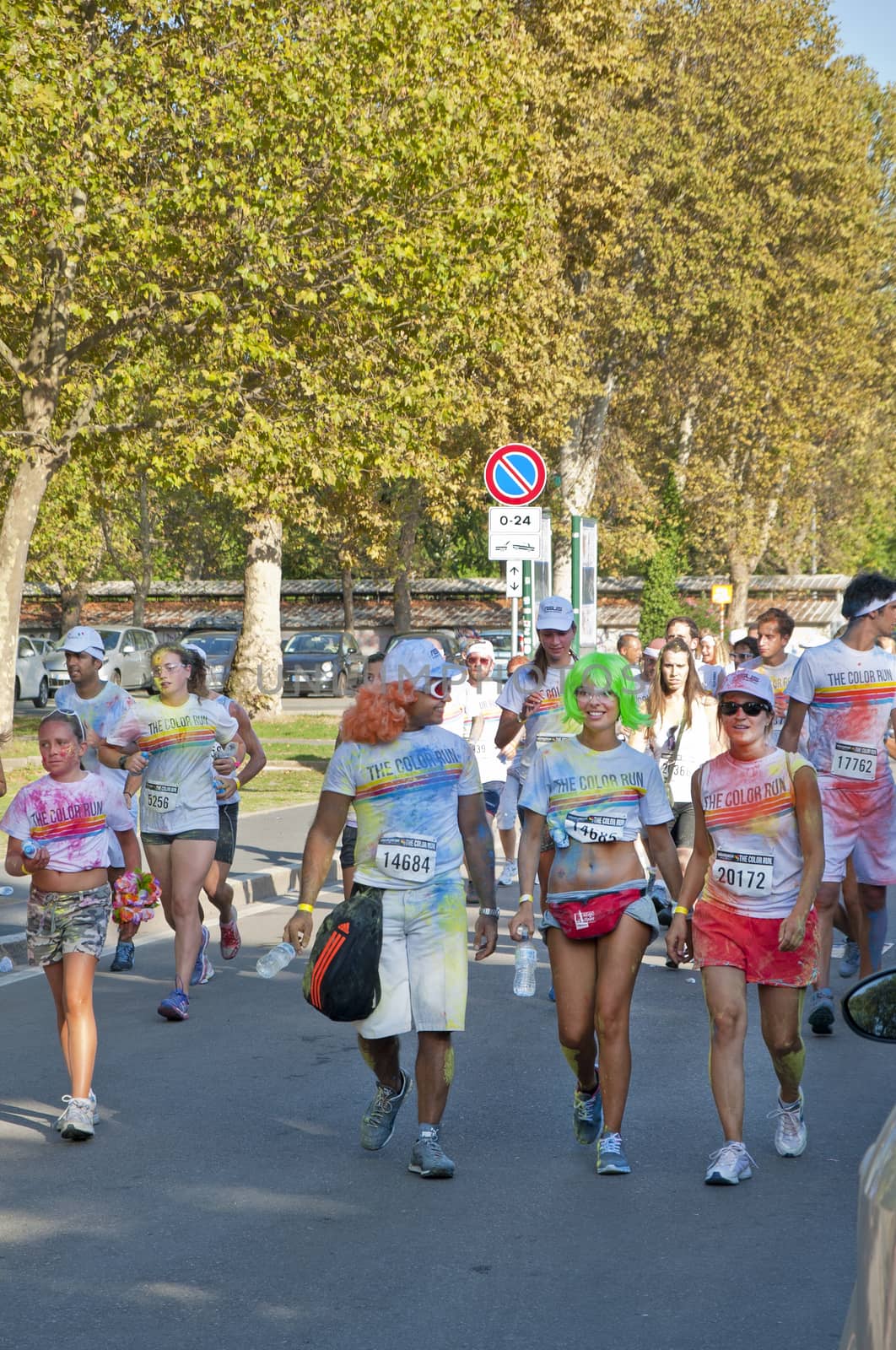 Color Run participants. Milan, Italy