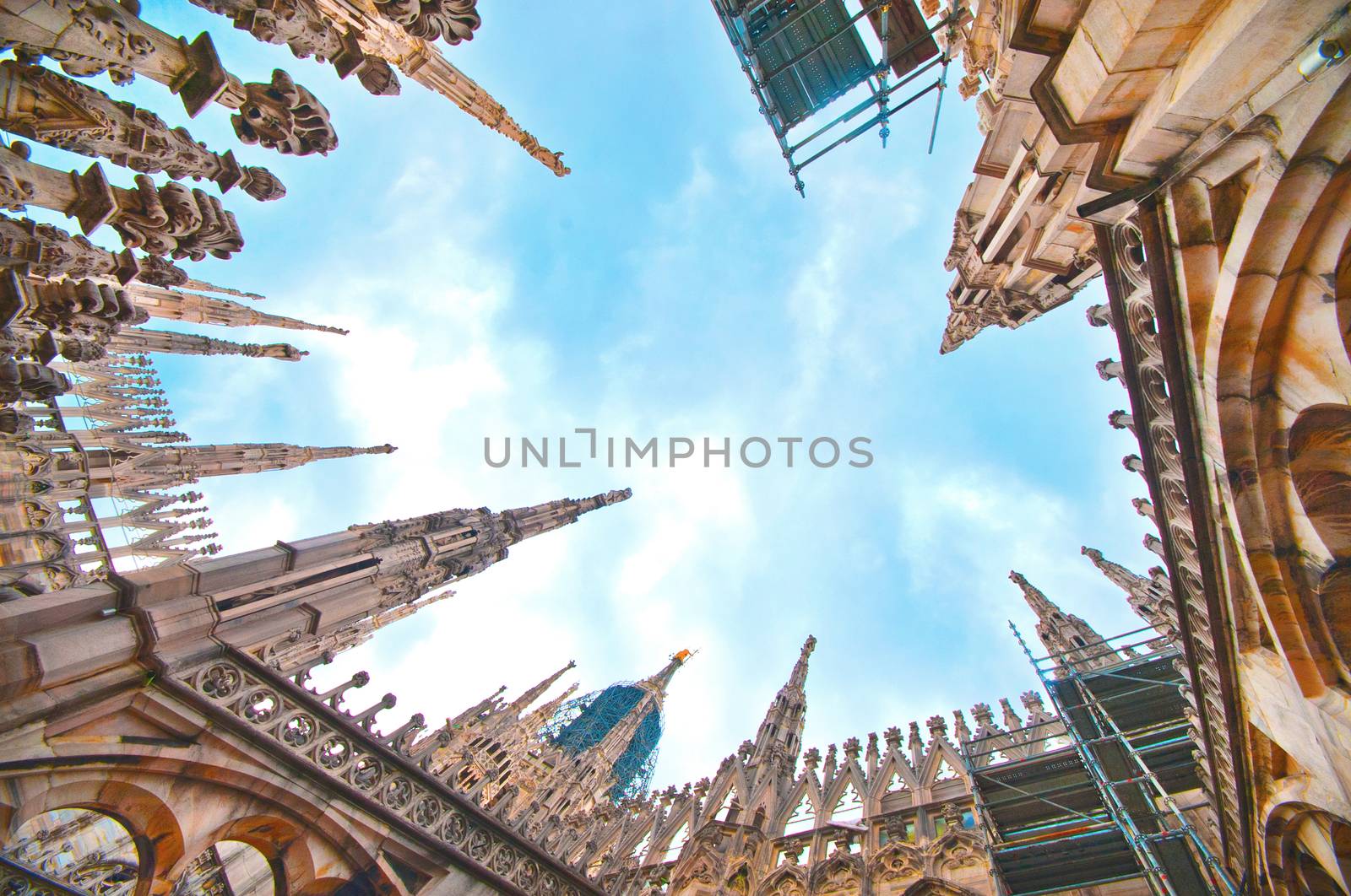 The spikes of Milan Cathedral on a sunny day