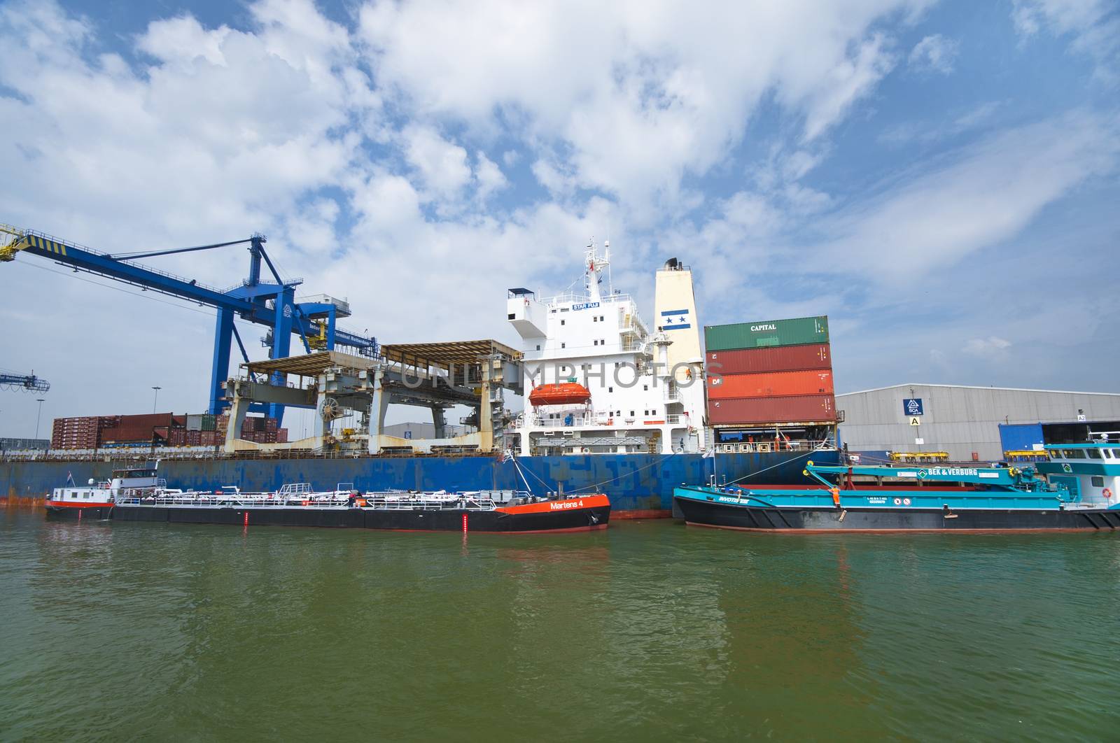 Gigantic crane at the port dock of Rotterdam