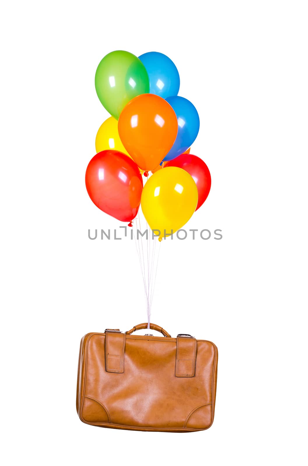balloons with old suitcase