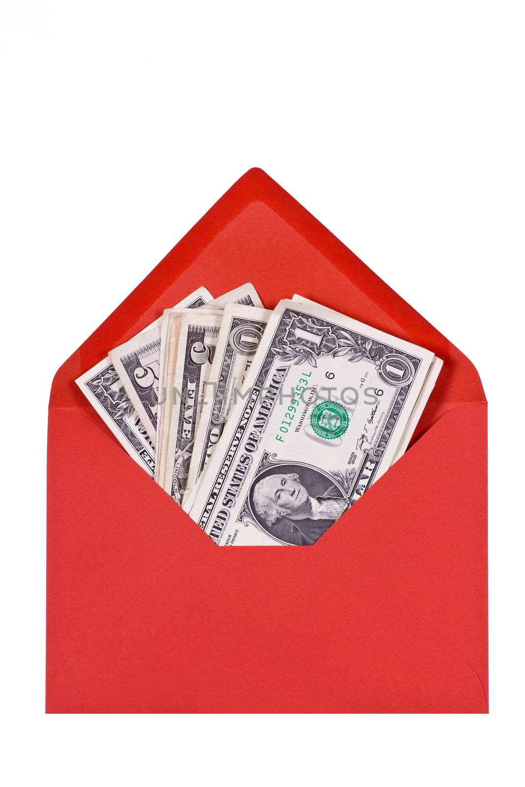 red envelope with dollar notes