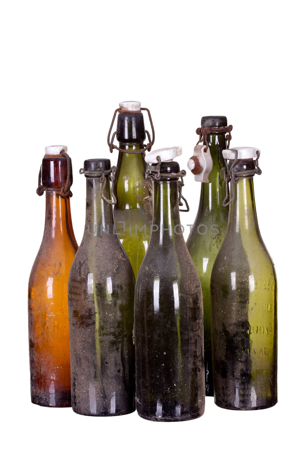 concept very old dusty bottles