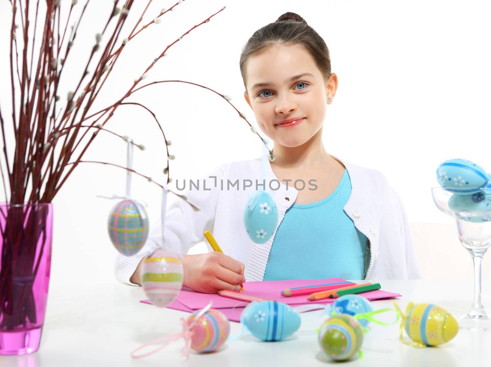 Green Easter - Easter eggs decorated girl