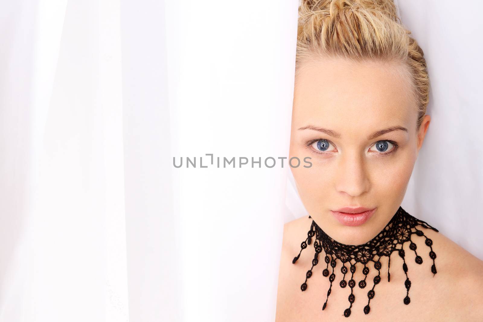 Portrait of a beautiful attractive girl with white background